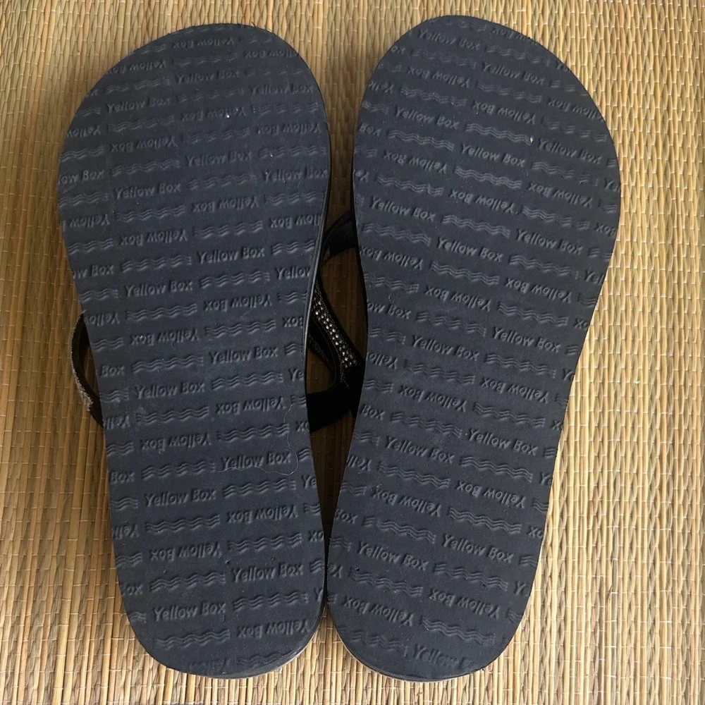 Yellow Box Black Rhinestone V-Trim Flip Flops - Picture 2 of 3